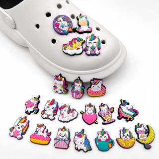 CROCS เข็มกลัด ลายการ์ตูนยูนิคอร์น My Little Pony Jibitz สีรุ้ง อุปกรณ์เสริม สําหรับตกแต่งรองเท้าผู้ชาย