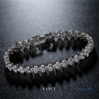 Fancy สร้อยข้อมือเงินแท้ 925 ประดับเพชร เครื่องประดับ สําหรับผู้หญิง งานหมั้น งานแต่งงาน