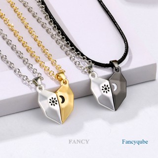 Fancy สร้อยคอแม่เหล็ก จี้รูปหัวใจ เครื่องประดับคู่รัก ของขวัญวันวาเลนไทน์ 2 ชิ้น ต่อชุด