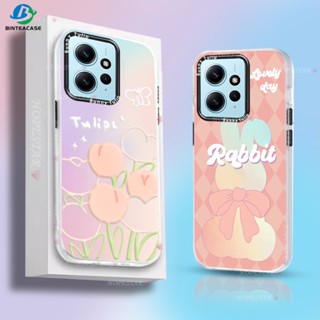 เคสโทรศัพท์มือถือแบบแข็ง ไล่โทนสี ลายกระต่าย ดอกทิวลิป สําหรับ Redmi Note 12 4G A1 A2 Note 11S 11 Pro 10 10s 10 Pro Note 9S 9 Pro Note8 Note7 Pro 12C 10C 9C 10A 9A Redmi 8A POCO X3 NFC X3 Pro M5S