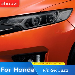 สติกเกอร์ฟิล์ม TPU ใส ป้องกันไฟหน้ารถยนต์ สีดํา สําหรับ Honda Fit GK Jazz 2015-2019 2 ชิ้น