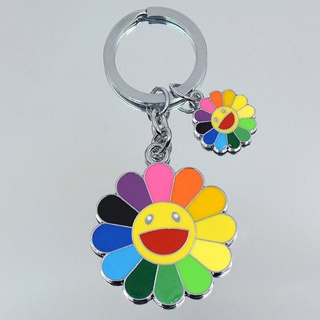 Trending Cartoon Smiling Face SUNFLOWER Keychain Japanese Murakami Long SUNFLOWER Handbag Pendant Flower Keychain nisG