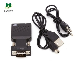 Alanfy VGA เป็น HDMI อะแดปเตอร์แปลง, สายเชื่อมต่อ VGA เป็น HDMI, แบบพกพา 1080P สีดํา คอมพิวเตอร์ไปยังทีวีคอมพิวเตอร์