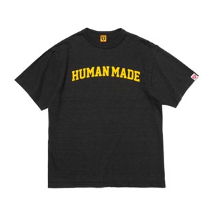 เสื้อยืดแขนสั้น ผ้าฝ้าย ทรงหลวม พิมพ์ลายโลโก้ตัวอักษร HUMAN MADE สไตล์มินิมอล แฟชั่นคู่รัก