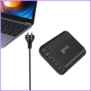 ฮับชาร์จ USB C 200W PD 6 พอร์ต ชาร์จเร็ว สําหรับแล็ปท็อป goth