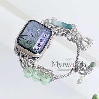 สายนาฬิกาข้อมือโลหะนีโอหยก สไตล์จีน สําหรับ iwatch serie 8 7 6 5 SE 4 3 2 1 iwatch 49 มม. 44 มม. 45 มม. 42 มม. 40 มม. 38 มม. 41 มม.