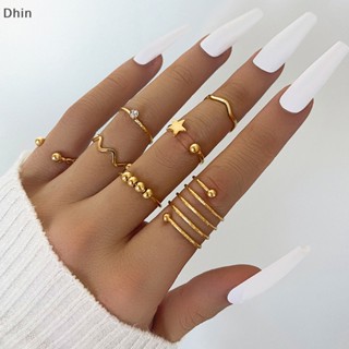 [Dhin] 7Pcs/set Bohemian Open Adjustable Ring Set  Rings For Women Jewelry Ring Set Birthday Anniversary Gift COD