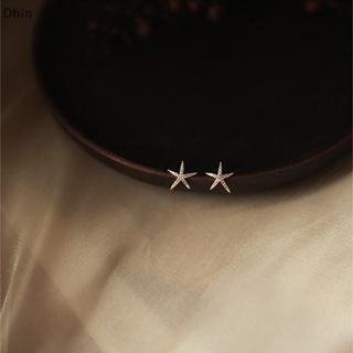 [Dhin] 1Pair Fashion Punk Zircon Star Copper Ear Stud Earring Korean Style Sweet Cool Starfish Ear Bone Nail For Women Girls Jewelry COD