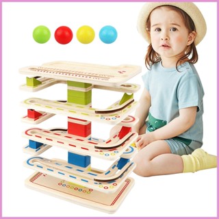 Montessori Trackers Drop and Roll Tower พร้อม 8-Tier และ 4 s Ramp Whirling Tower Game ของเล่นสําหรับเด็กวัยหัดเดิน 1-3 shinth