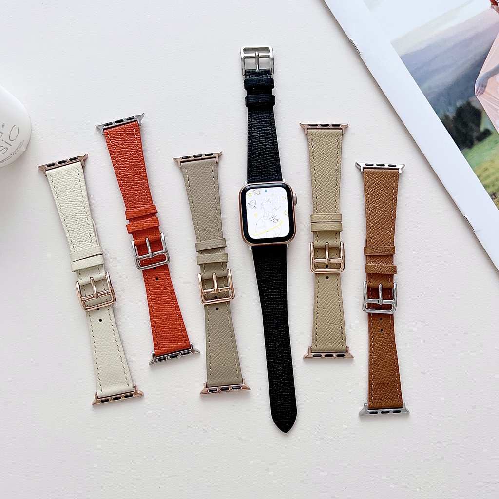 สายนาฬิกาข้อมือหนังแท้ สําหรับ Apple Watch 8 7 SE 6 5 4 3 SE