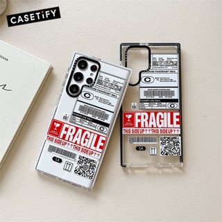 เคสโทรศัพท์มือถือแบบใส ลายแท็ก Fragile แฟชั่น สําหรับ Samsung Galaxy S20 S21 S22 S23 Ultra S20+ S21+ S22+ S23 Plus