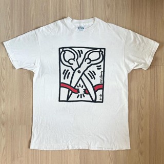 เสื้อยืดแขนสั้น ผ้าฝ้าย พิมพ์ลาย Earthman VIP Keith Haring แฟชั่นฤดูร้อน สําหรับผู้ชาย และผู้หญิง