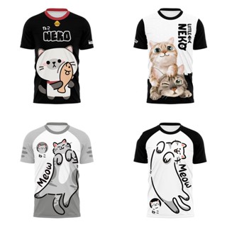 พร้อมส่ง ทุกวัน รวมลายน้องแมว โทนเทา-ดำ NEKO เสื้อวิ่งพิมพ์ลายน้องแมว