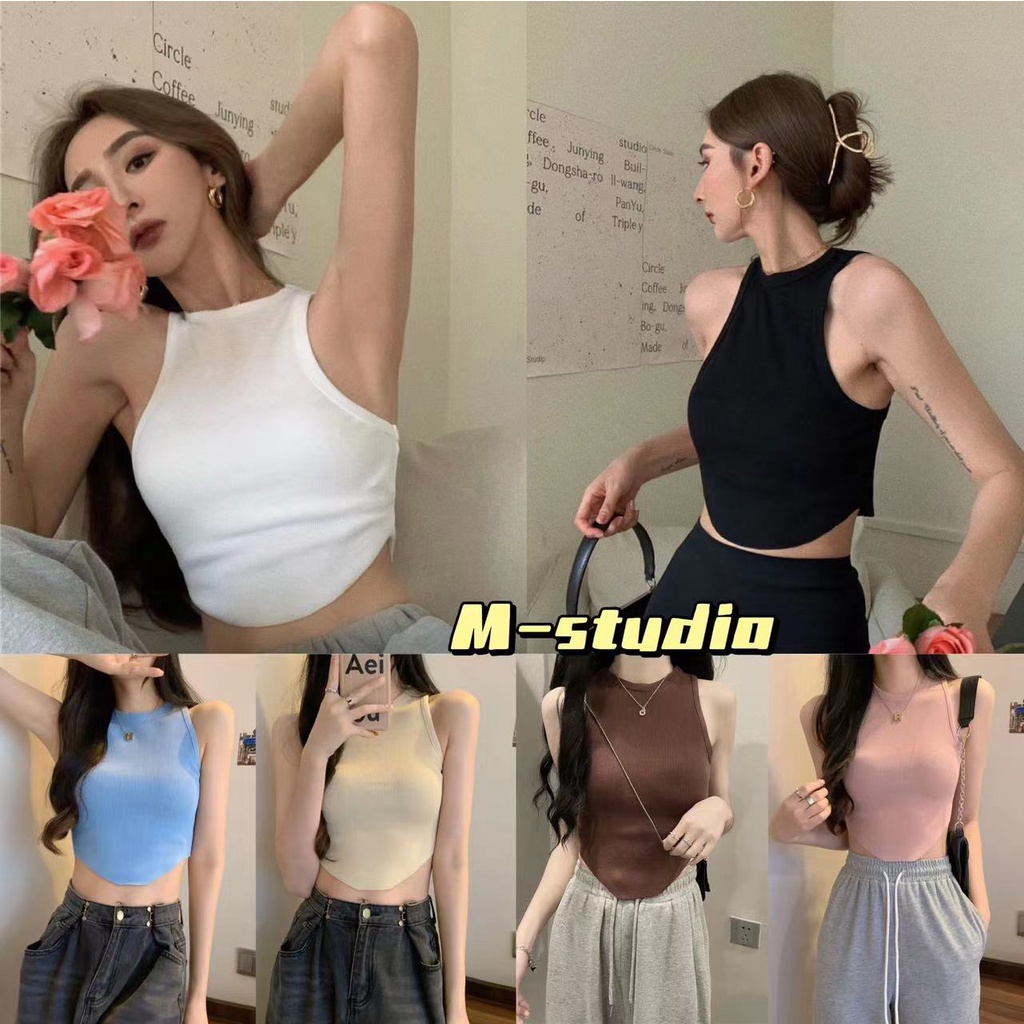 Maze🌷พร้อมส่ง🎈เสื้อกล้ามไหมพรมแขนกุด ผ้านิ่มสีพาสเทลใส่สบายมากน่ารักๆ(13509)