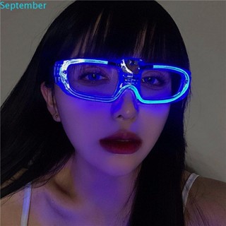 September แว่นตาเรืองแสง Led กรอบรูปหัวใจพร้อมแบตเตอรี่สําหรับผู้ชายและผู้หญิง