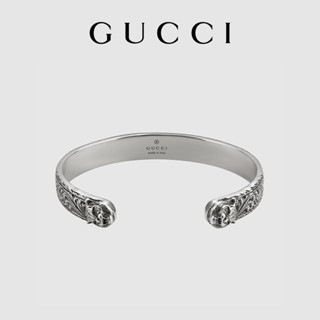 [พร้อมกล่องบรรจุภัณฑ์] พร้อมส่ง GUCCI GUCCI สร้อยข้อมือเงิน หัวเสือ