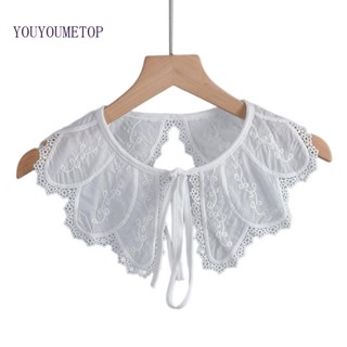 Youyo ปลอกคอ ปักลายดอกไม้ ถอดออกได้ สําหรับตกแต่งคอปกเสื้อ