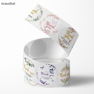 Maud สติกเกอร์ซีล ลายดอกไม้ Thank You โรแมนติก 1 นิ้ว สําหรับติดตกแต่งซองจดหมาย เครื่องประดับ กล่องของขวัญ งานแต่งงาน 500 ชิ้น