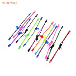 [risingmeup] ของเล่นกําไลข้อมือ มีซิป หลากสี สําหรับเล่นคลายเครียด 10 ชิ้น ต่อชุด