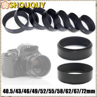 Shououy ฝาครอบเลนส์ฮู้ด โลหะ ป้องกันแสงสะท้อน สีดํา สําหรับ Canon Nikon 40.5 43 46 49 52 55 58 62 67 72 มม.