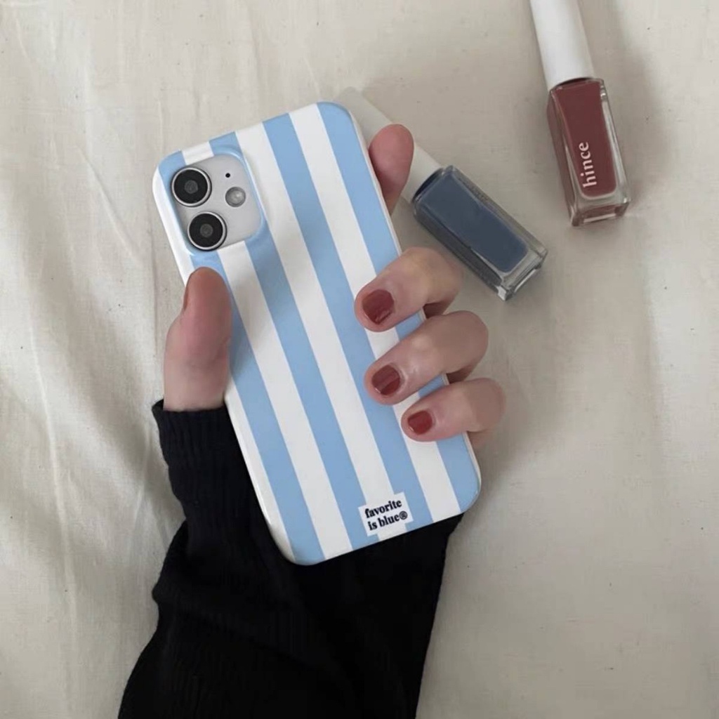 Blue Line Stripe Film Case เข้ากันได้กับ iPhone 14 Pro Max 14 Pro 14 13 Pro Max 12 PRO MAX 12 PRO 12