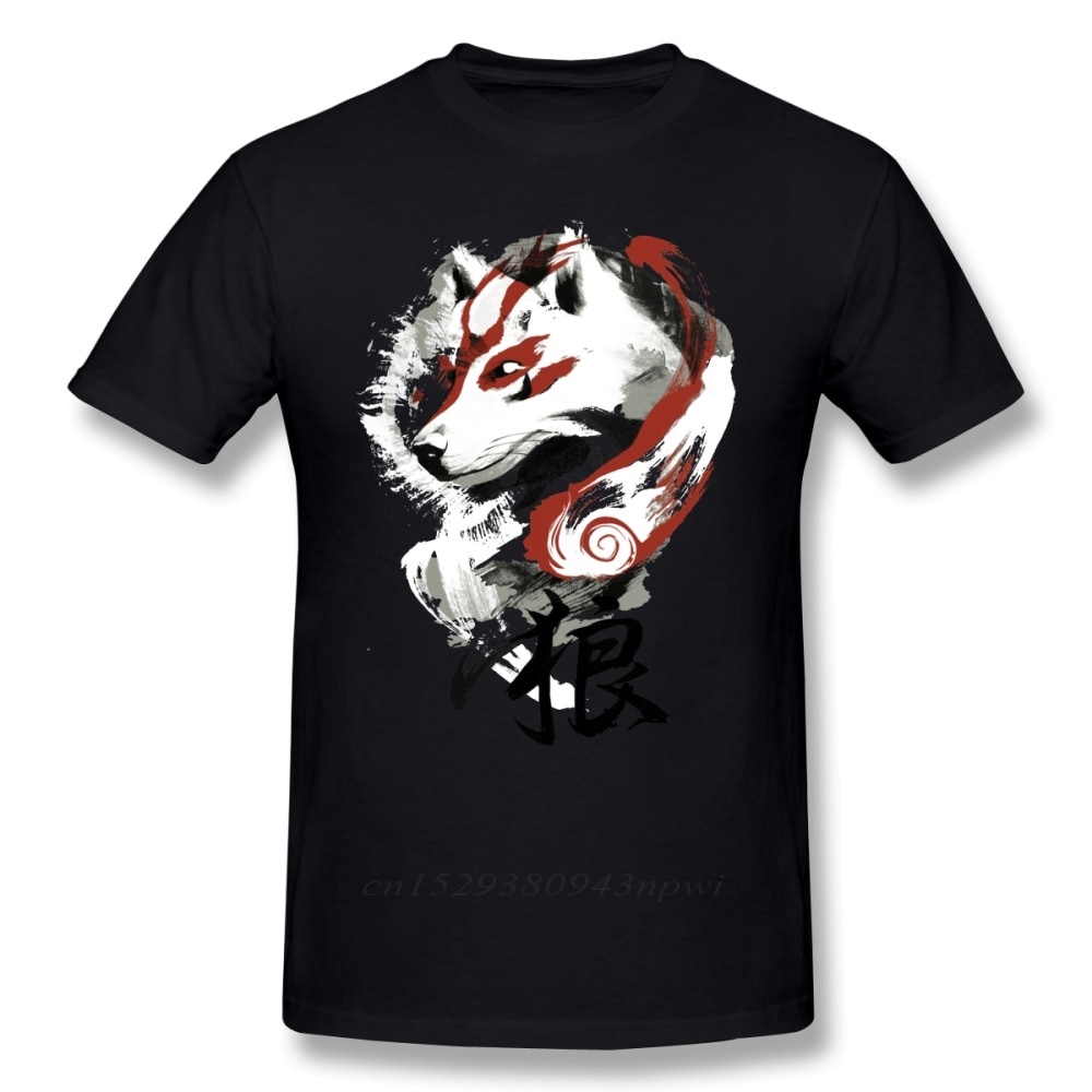 Okami T Shirt Wolf T-Shirt Graphic Tee Shirt Awesome Short Sleeve Male Classic Tshirt Guys Punk Designer Streetwear