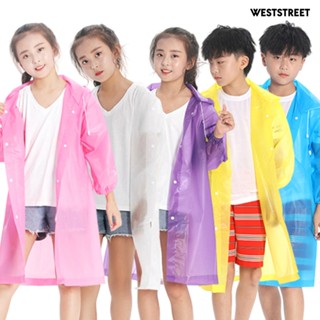 Weststreet เสื้อกันฝน EVA มีฮู้ด ทรงยาว สําหรับเด็กผู้ชาย และเด็กผู้หญิง