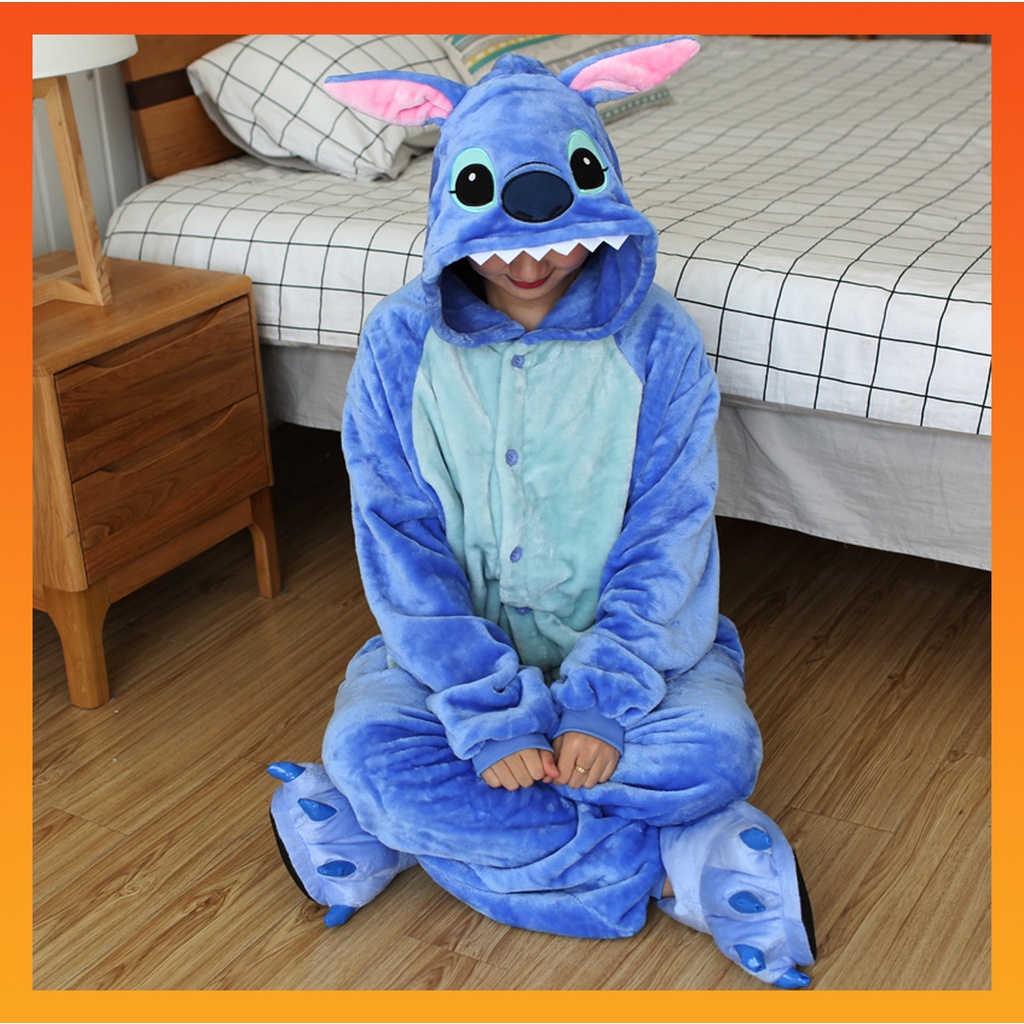 Kigurumi Stitch Totoro Panda ไดโนเสาร์ Pikachu สัตว์การ์ตูนชุดนอนเครื่องแต่งกาย Onesies