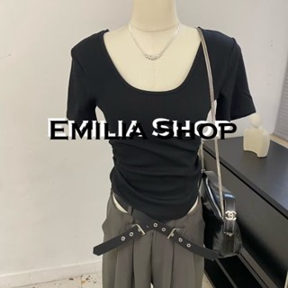 EMILIA SHOP  เสื้อยืด ครอป เสื้อยืดผู้หญิง  fashion Chic รุ่นใหม่ ทันสมัย A99J1CP 36Z230909