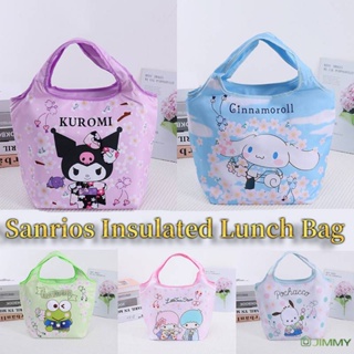 SANRIO กระเป๋าใส่กล่องอาหารกลางวัน มีฉนวนกันความร้อน กันน้ํา แบบพกพา ลายการ์ตูน Hello Kittys สําหรับปิกนิก