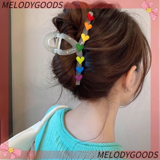 Melodg กิ๊บติดผมอะคริลิคใส รูปหัวใจ น้ําหนักเบา สีรุ้ง สไตล์วินเทจ สําหรับผู้หญิง