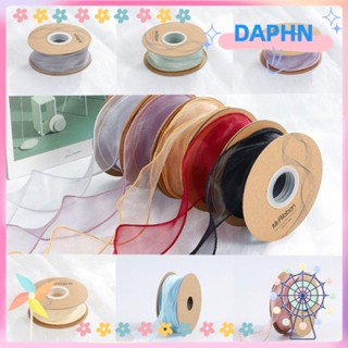 Daphs ริบบิ้นผ้าชีฟอง โพลีเอสเตอร์ แฮนด์เมด กว้าง 1.57 นิ้ว x 10 หลา สีเบจ เทา เขียว ม่วง ฟ้า ชมพู ห่อของขวัญ 6 ชิ้น