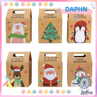 DAPHS กล่องกระดาษคราฟท์ ลายซานตาคลอส คริสต์มาส สําหรับใส่คุกกี้ ช็อคโกแลต 24 ชิ้น