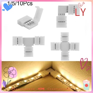 ✧LY-HOME✧ 1/5/10PCS Free Welding LED Strip Connector Clip-on Coupler PCB 4Pin New Solderless For 3528 5050  Corner  10mm