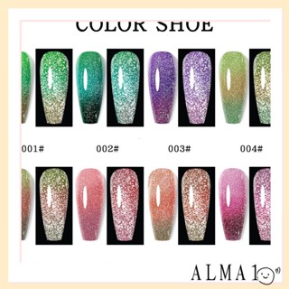 Alma ยาทาเล็บเจล กึ่งถาวร ไฮบริด เคลือบเงา สีสันสดใส ออโรร่า เพชร 8 มล.