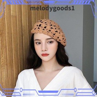 Melodygoods1 หมวกบีนนี่ ผ้าถักโครเชต์ แบบยืดหยุ่น แฟชั่นฤดูร้อน ของขวัญวันเกิด