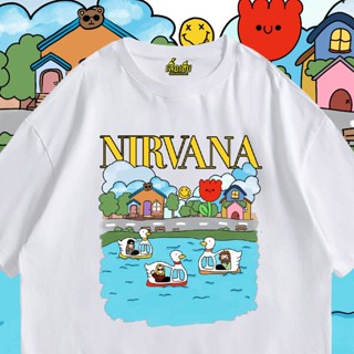 เสื้อยืดแฟชั่น เสื้อ NIRVANA น่ารักๆ ผ้า Cotton 100 % ผ้าSOFT  ระวังร้านจีน