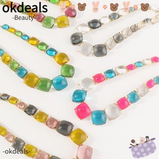 Okdeals สร้อยคอโช้กเกอร์ แบบใส ทรงเรขาคณิต เครื่องประดับแฟชั่น สําหรับงานปาร์ตี้