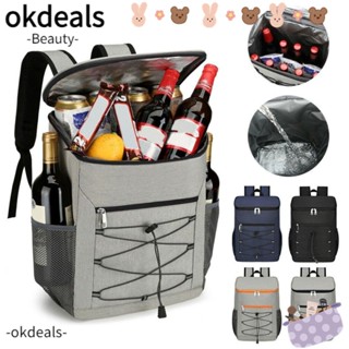 Okdeals กระเป๋าเป้สะพายหลัง ผ้าฟาบริค กันน้ํา ความจุขนาดใหญ่ สําหรับตั้งแคมป์ ปิกนิก