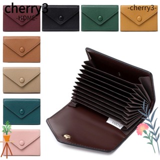 Cherry3 กระเป๋าสตางค์หนัง ใส่บัตรเครดิต กันขโมย แบบพกพา สีพื้น สําหรับผู้ชาย และผู้หญิง