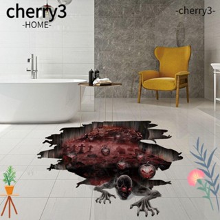 Cherry3 สติกเกอร์ PVC ลายปีศาจผีดิบ ผีดิบ ผีดิบ ฮาโลวีน 3D สําหรับติดตกแต่งพื้น