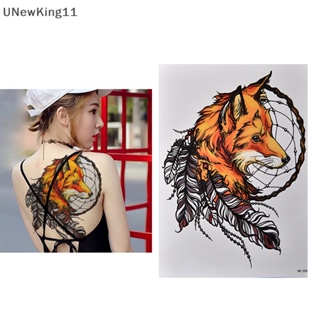 Unewking สติกเกอร์รอยสักชั่วคราว ลายสุนัขจิ้งจอก กันน้ํา ขนาดใหญ่ สําหรับติดตกแต่งร่างกาย