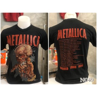 Metalica เสื้อวงดนตรีเมทัลสไตล์เรียบง่ายทัวร์นานาชาติร็อคเสื้อยืดผู้ชาย