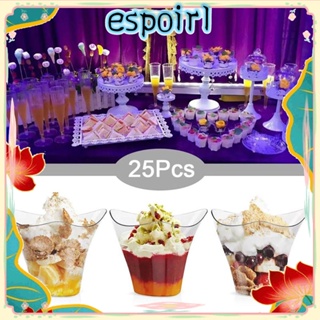 Espo ถ้วยไอศกรีม มูส พุดดิ้ง 3.4 ออนซ์ ทรงสามเหลี่ยม แบบใช้แล้วทิ้ง ทนทาน สําหรับปาร์ตี้วันเกิด 25 ชิ้น