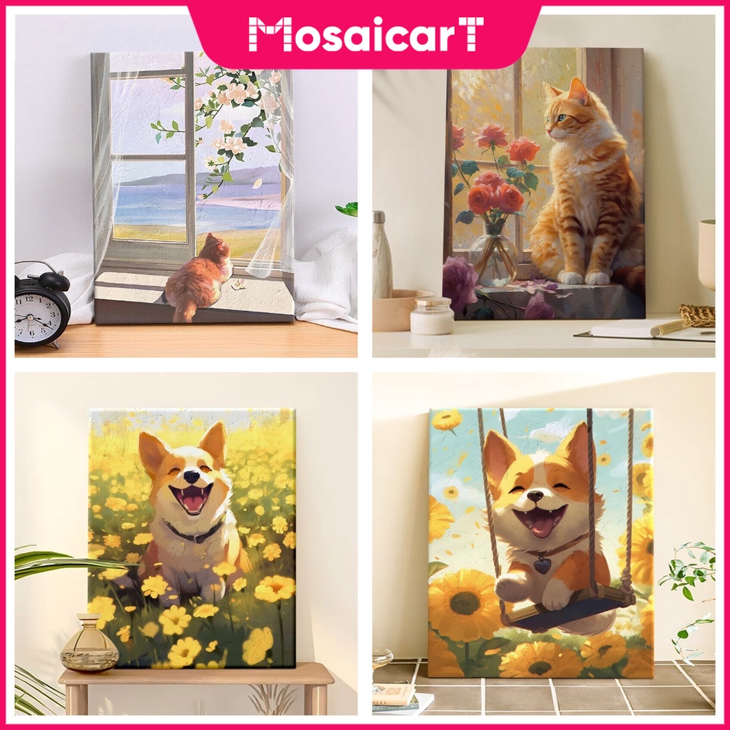 Photo Frames & Wall Decoration 109 บาท 【MA】ภาพวาดปักเพชรครอสสติตช์ รูปสัตว์เลี้ยง สุนัข แมว 5d ขนาด 30X40 ซม. สําหรับตกแต่งบ้าน ห้องนอน ห้องรับประทานอาหาร Home & Living