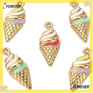 Forever จี้ขนมหวาน รูปไอศกรีม โลหะผสม 3 สี 23*8 มม. สําหรับทําเครื่องประดับ 30 ชิ้น