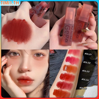 Gege Bear 6 สี Matte Velvet Waterproof Lip Glaze Retro Red Liquid ลิปสติก Moisturizing Natural No-Stick Cup เครื่องสำอางแต่งหน้า | เวลา1