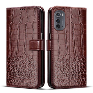 เคสโทรศัพท์หนัง PU ลายหนังจระเข้ แบบฝาพับ สําหรับ Motorola Moto Edge 2022