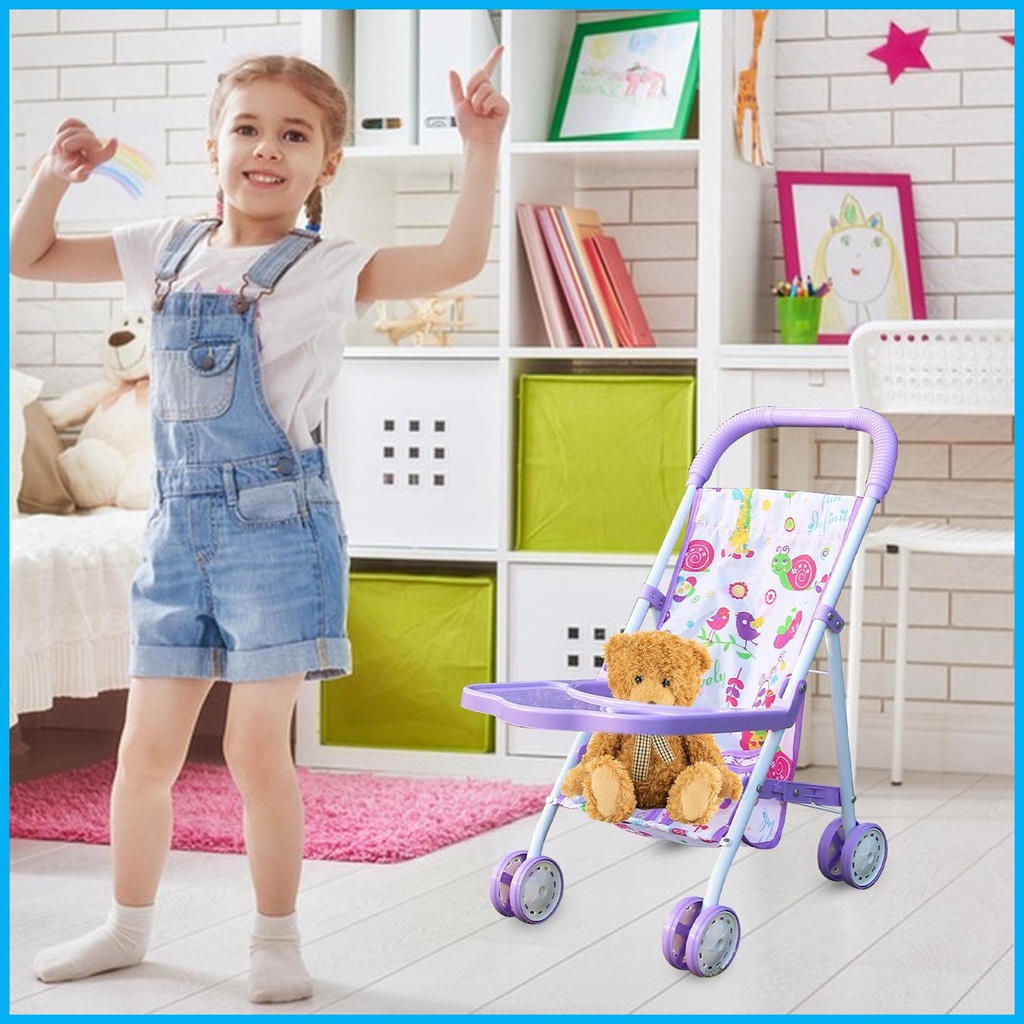 รถเข็นเด็ก แบบพับได้ พร้อมตะกร้าด้านล่าง เหมาะกับของขวัญ สําหรับเด็กผู้หญิง อายุ 3 ปี - รูปที่ 7