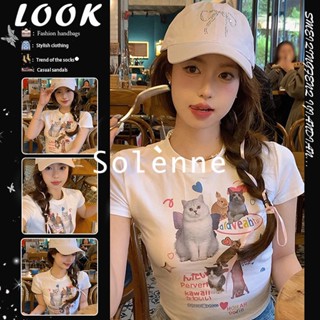 Solenne  เสื้อครอป เสื้อยืดผู้หญิง ครอป baby tee สาวเรโทร 2023 NEW Style Stylish fashion รุ่นใหม่ High quality A99J313 36Z230909